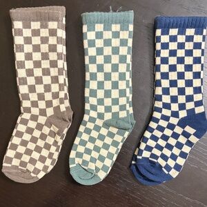 Checkered Pattern toddler Socks - Brown, Green, Blue NWOT